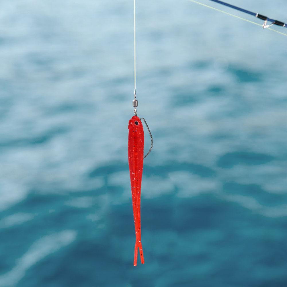 10pcs Freshwater Seawater PVC Fishing Bait 13cm Lifelike Soft Lures Accessory (Red)