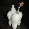 Multi-functional 3D Printing Toothbrush Holder White Creative Tooth-Shaped Pen Holder Durable Stable Toothbrush Rack Home