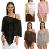 Einfarbiges durchsichtiges Poncho-Oberteil Asymmetrisches Design Badeanzug-Überwurf Damen-T-Shirt Strand-Überwürfe