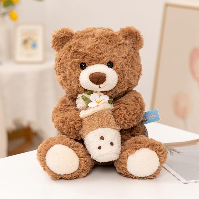 Milk Tea Bear Plush Toy: Teddy Bear Doll, Soothing Bedtime Companion, Customizable Birthday Gift.