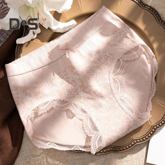 Damen-Höschen aus Spitze, hohe Taille, Blumendruck, Bauchkontrolle, postpartale Schleifendekor, weich, antiseptisch, dehnbar, atmungsaktiv, nahtlos