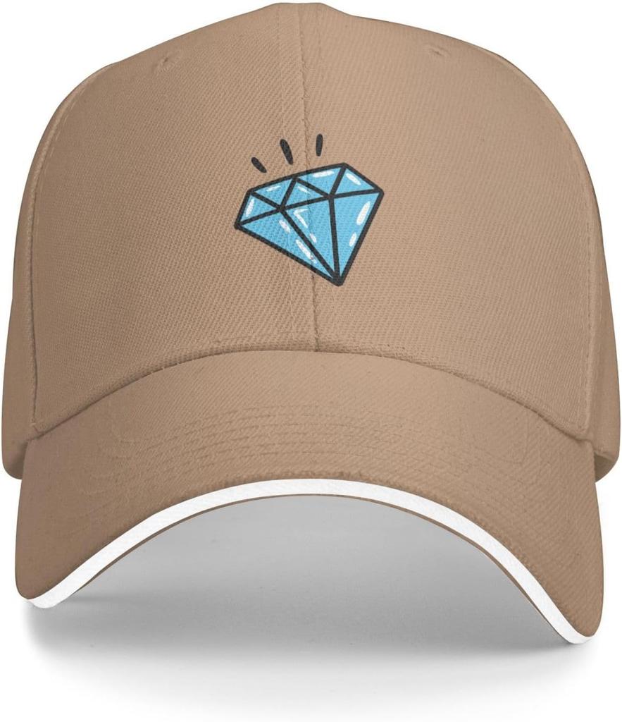 Diamond Print Baseball Cap Polyester Casual Adjustable Sandwich Brim Hat for Adult Unisex