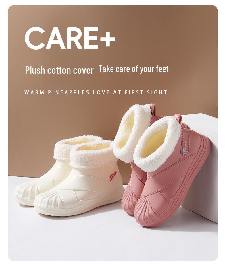 Women's Fashionable Short Ankle Rain Boots with Cotton Velvet Liner - Non-slip, Low Cut, Warm Rubber Shoes