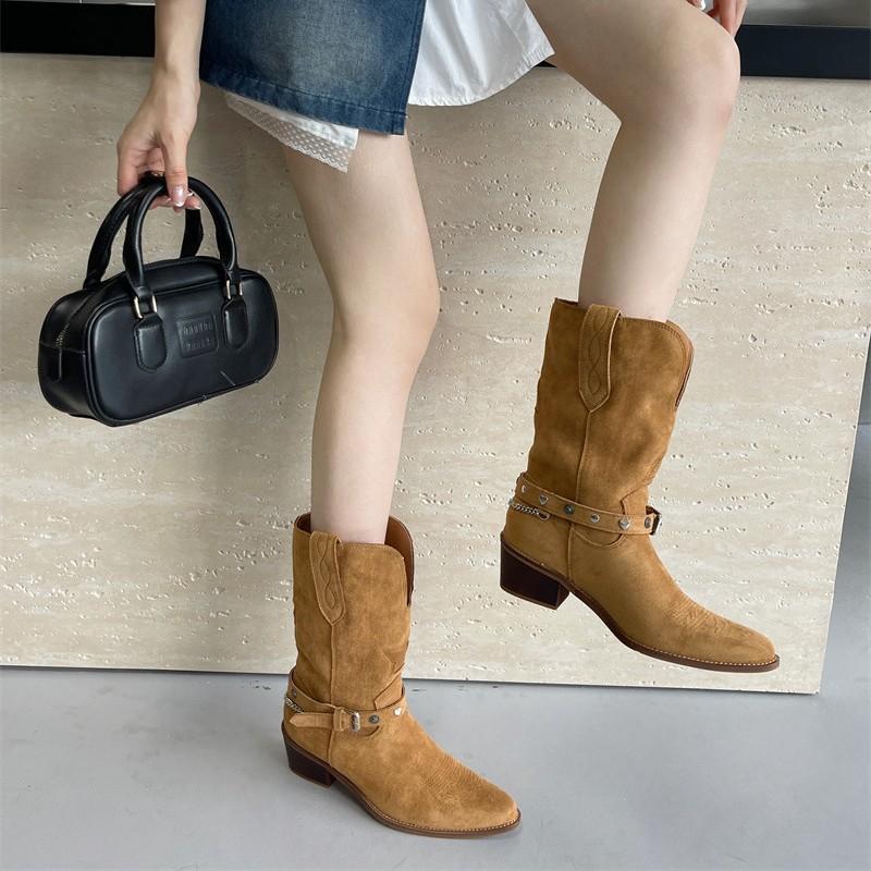 New fashion trend vintage western style women's pointed toe tall boots -Comfortable lightweight height increase not tired feet boots