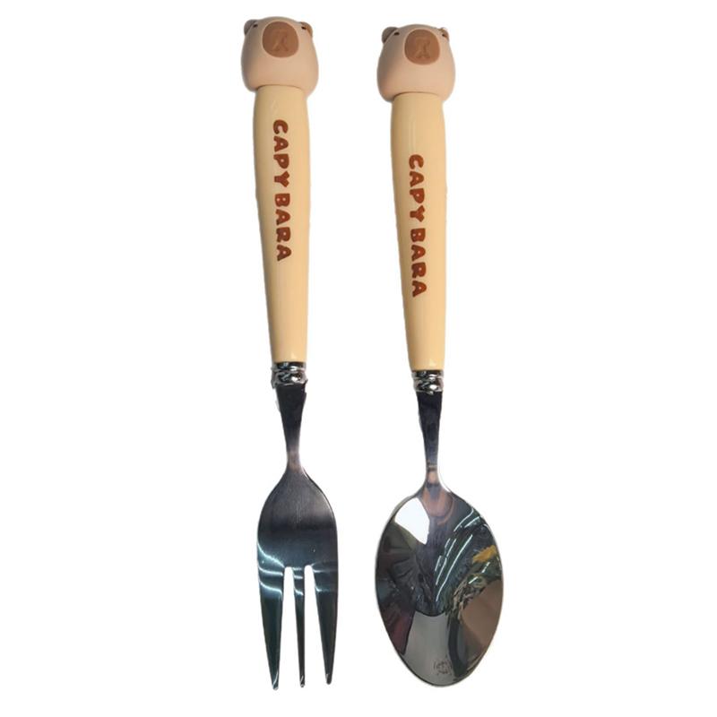 Portable Tableware Set Cute Capybara Spoon Fork Stainless Steel Child Tableware Supplies For Dining Kitchen Accessories
