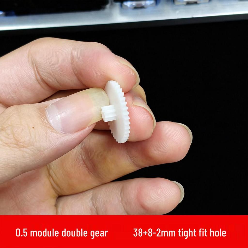 In Stock: 0.5 Module Double-Layer Plastic Gear, 38 & 8 Teeth, 2mm Hole - Dual Stacked Teeth for Deceleration & Straight Gear Transmission