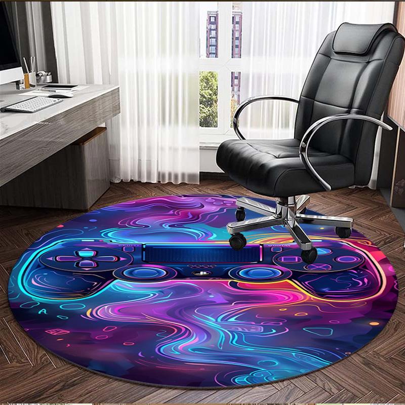 Game on Print Round Rug, Washable Floor Carpet, For Entryway Dorm Laundry Room Office Study, Home Decor Birthday Christmas Gift