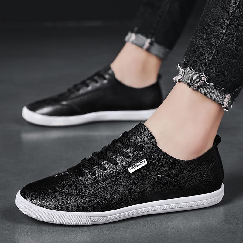 Pánské boty na skateboarding, módní pohodlné, měkké, kožené, prodyšné, šněrovací, pánské tenisky, ručně vyráběné, venkovní, na běžecké boty