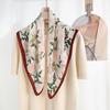 Retro literature and art niche Japanese and Korean flower printing square scarf 68 herringbone pattern women's professional wear elegant temperament 