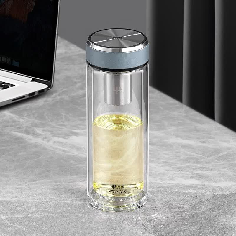 WANXIANG Double-Layer Portable Heat-Insulated Glass Cup