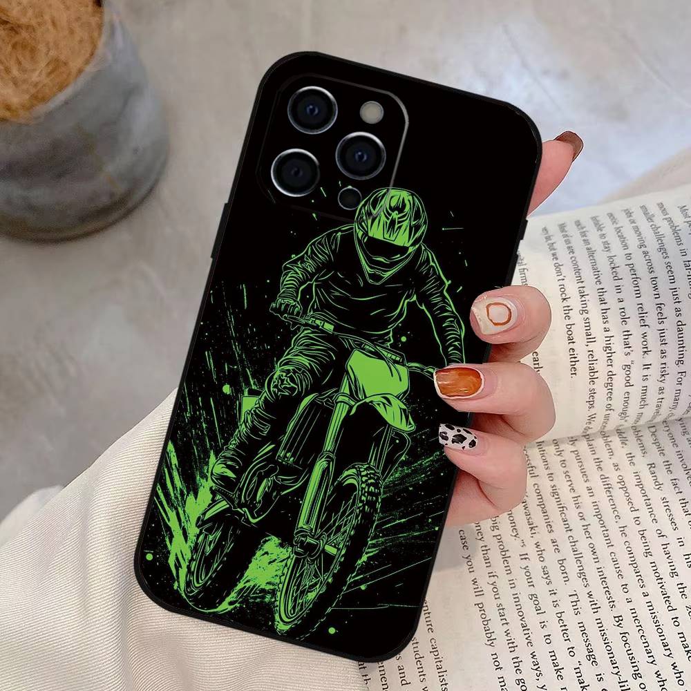 

Motorbike Cool Kid Phone Case For iPhone 17,16,15,14,13,12,11 Plus,Pro Max,XS,Soft Silicone Black Cover iPhone15ProMax