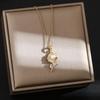 Elegant Korean Micro-Inlaid Titanium Necklace - Luxurious Women's Clavicle Chain, Non-Fading, Unique Minority Design.