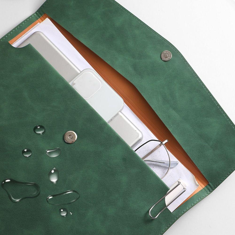 PU Leather A4 Folder Button Design Document Bag Thickened File Organizer