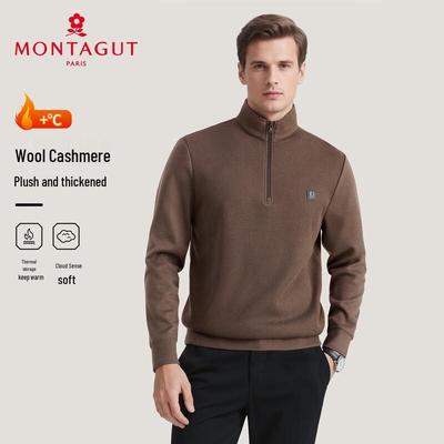 MONTAGUT Men's Half-Zip Wool Blend Knit Sweater