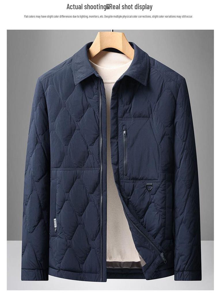 Men's Lightweight Lapel Duck Down Quilted Jacket