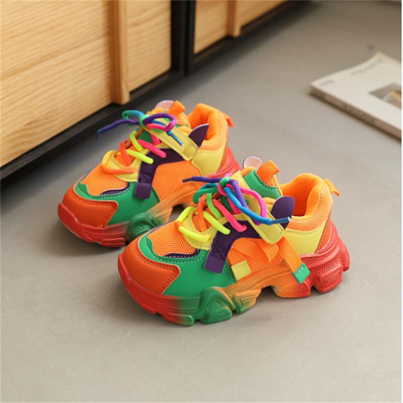 

New Spring Children Shoes Colorful Fashion Breathable Kids Outdoor Tennis Soft Sole Sport Shoes Fashion Girls Boys Sneakers 36