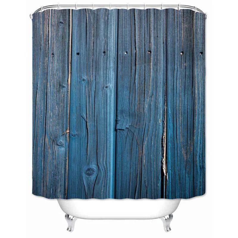 Rustic Shower Curtain Vintage Vertical Wood Planks Distressed Rustic Hardwood Design Fabric Bathroom Curtains Decor with Hooks