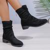 Woman Suede Ankle Boots Autumn New Fashion Thick Heels Back Zipper Boot Woman Design Chunky Heel Pointy Short Botas 2026