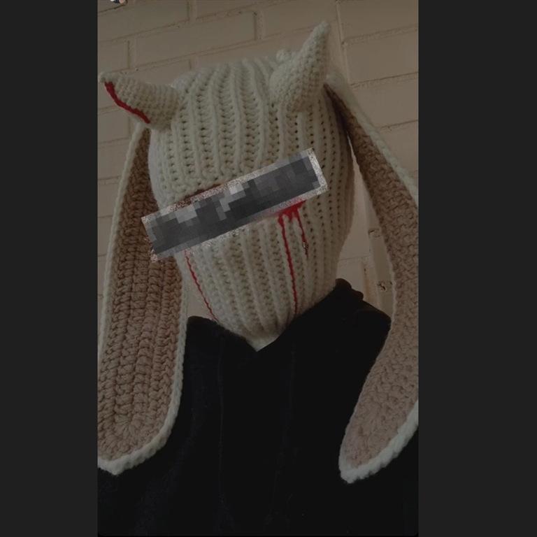 Crochet Halloween Party Funny Style Parent-child Horn Hat Ski Mask Woolen Hat