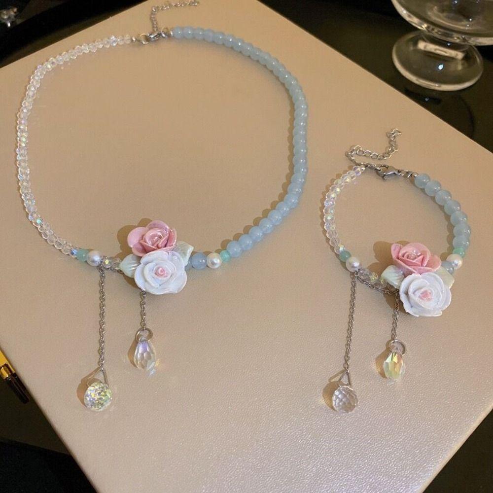 

Candy Rose Necklace Irregular Pendant Necklace Popular Collar Bone Chain Girls