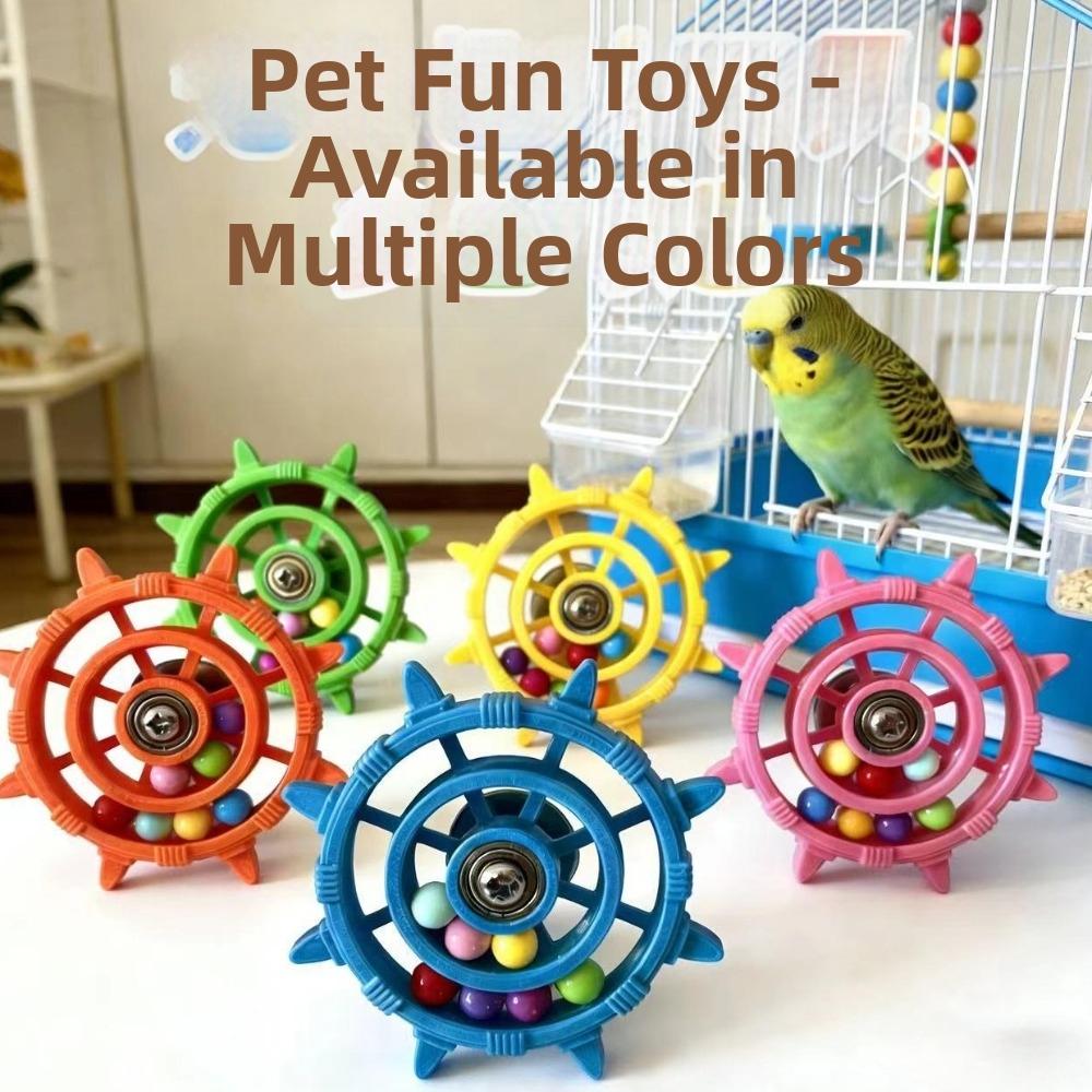 Rudder Shaped Interactive Spinning Wheel Colorful Beads Bird Cage Toy  Bird Cage Use