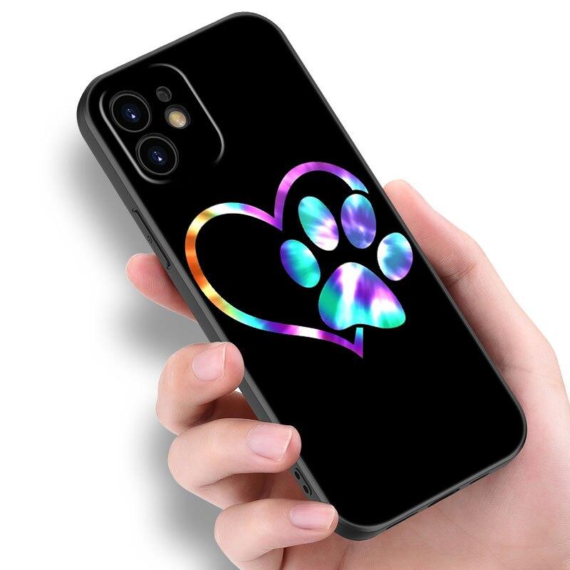 Beste Freunde Hundepfote Handyhülle für Apple iPhone 14 13 12 Mini 11 Pro Max 7 8 XR X XS 7 8 Plus SE 2020 2022 Schwarze Hülle