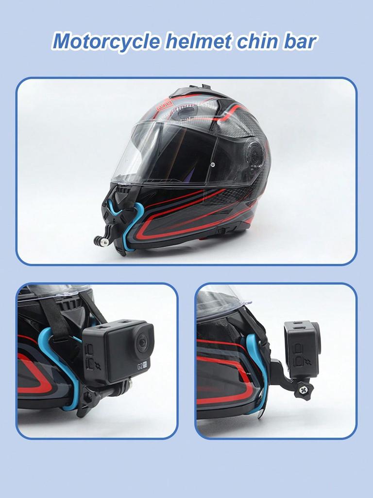 Universal Motorcycle Helmet Chin Mount - Integrated Action Camera Bracket, Quick-Release POV Shooting Mount
