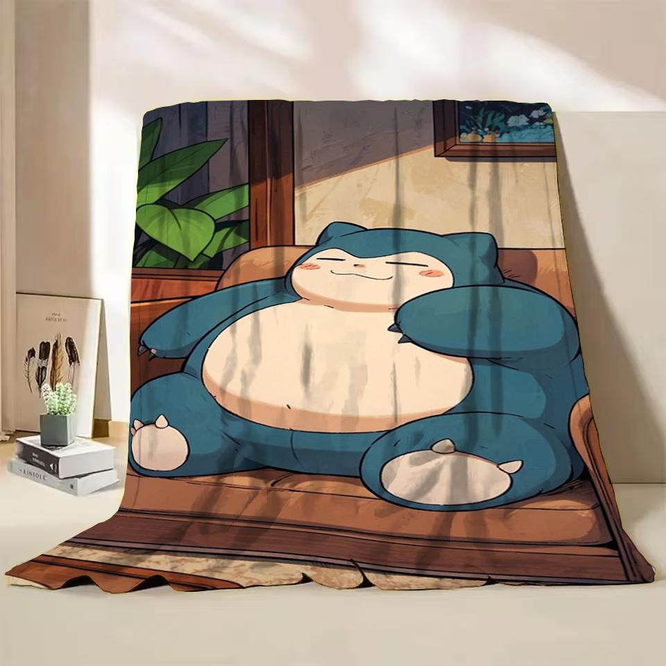 Pokemon Snorlax Flanelová Nadýchaná Fleece Deka pro Domov Ložnici Postel Pohovku Kancelář Dětská Přikrývka Dospělá Měkká Deka Dětský Roztomilý Dárek