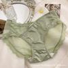 French-style Satin Niche Sexy Pure Lace Cream Triangle Panties Pure Cotton Crotch Low-rise Women's Underwear