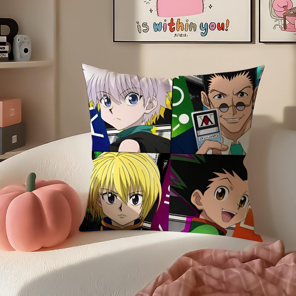 Thrilling Anime HHunter x Hunter Cushion Cover Pillowcase Short Plush Invisible zipper Room Sofa Cushion Cover