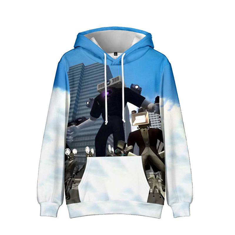 NUOVA moda per gli appassionati del gioco Skibidi Toilet Costume Cartoon stampato Casual Felpe con cappuccio Sport all'aria aperta Cosplay Pullover
