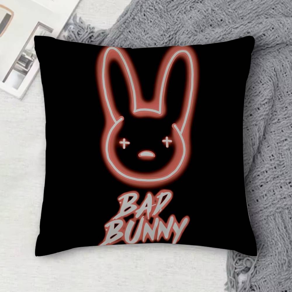 

BBad Bunny Doublesided Printed Square Decorative Cushion Cover for Sofa Living Room Home Decor 30x30 cm