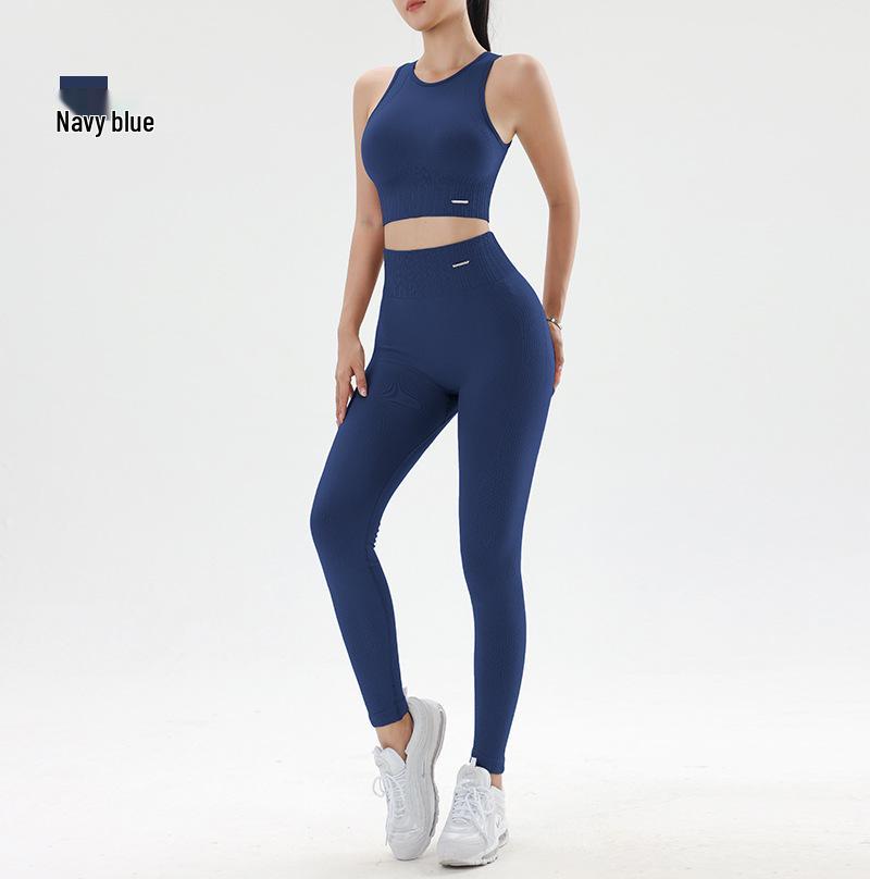 Women's Fitness Yoga Set: Peach Running Bra & Slimming Pants