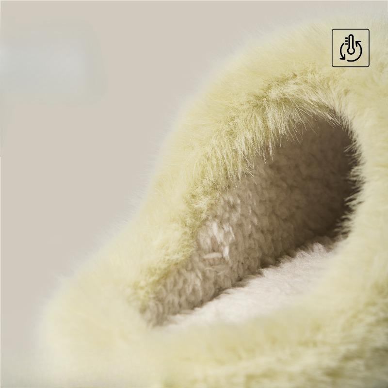 Plush Shoes, Simple Indoor Anti-slip and Warm, Thickened Cotton Slippers with Added Fleece