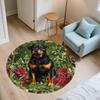 Rose Dog,Round Area Rug,Carpet Rug for Living Room Bedroom Sofa Playroom Decor,Non-slip Floor Mat