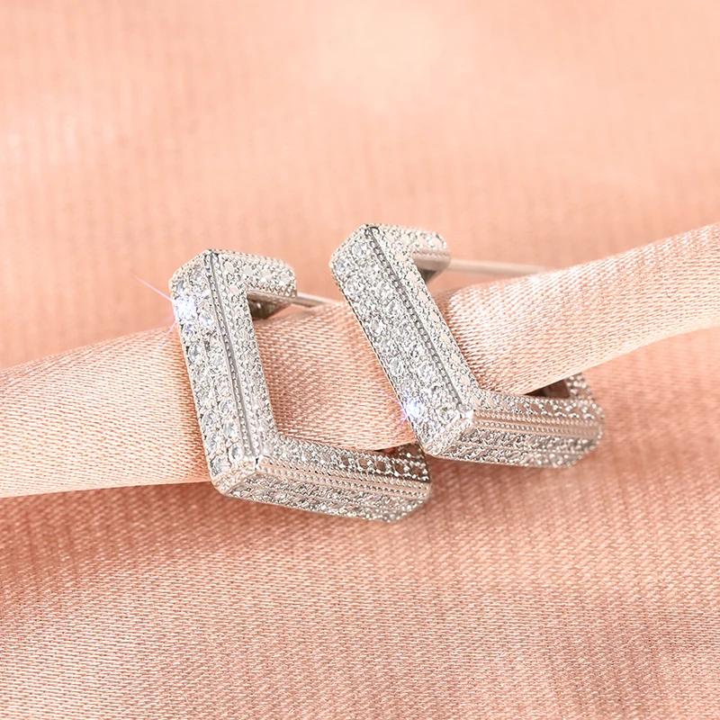 Huitan Bling Bling Stud Earrings Simple Stylish Office Daily Wearable Ear Accessories Fresh Women Geometric Trendy Party