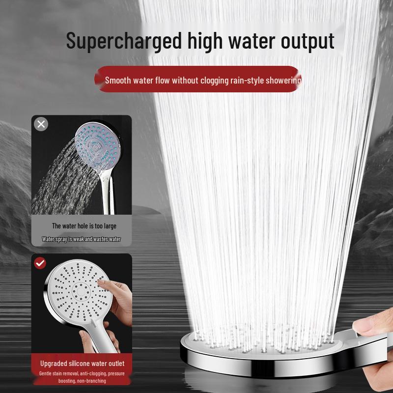 Handheld Pressurized Rain Shower Head with Turbine Nozzle for Household Use