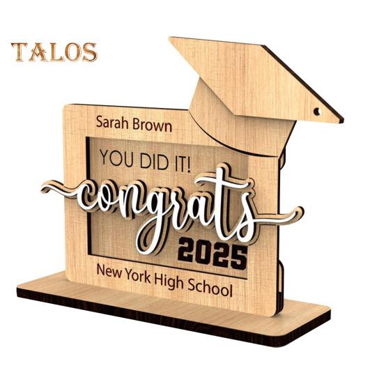 

Рамка для фотографий с выпускным 2025 года с кисточкой, деревянная рамка для фотографий с выпускным классом 2025 года, держатель подарочной карты «Поздравляем выпускников»