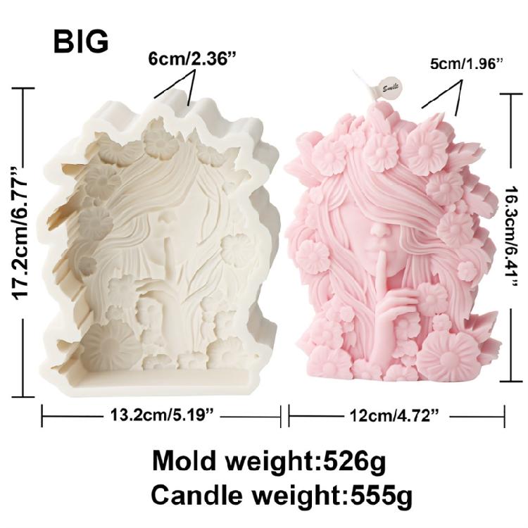 Reusable Candle Silicone Molds Beautiful Floral Girl Shaped Candle Crafting Mold