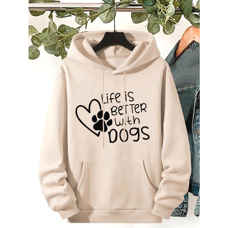 Autumn Winter Dog Claw Claw Print Love Letter Cute Printed Women's Comfortable Sweatshirt Sportswear Casual Clothing