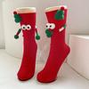 Christmas Cartoon Socks Men Women Stretchy Funny Socks Magnetic Suction 3D Doll Couple Socks for Winter Gift Christmas Parties