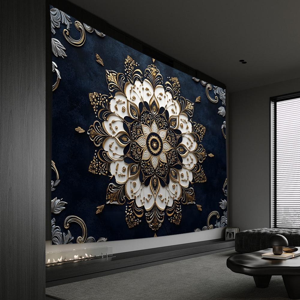 1pc Vintage Mandala Floral Tapestry Wall Hanging, Wall Art for Living Room, Bedroom, Office, Party Decoration, Polyester