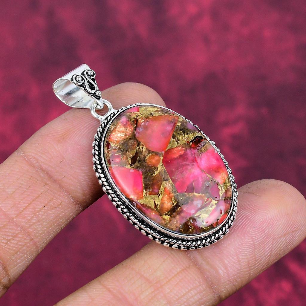Rose Dahlia Copper turquoise Jewelry, 925 Solid Sterling Silver Pendant Handmade Gemstone Jewelry, Gifts For Wife Brand New Pendant