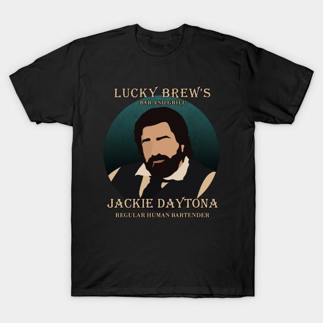 

Men Black Print T-shirt Jackie Daytona - Regular Human Bartender No-Cut Transfer Paper Print Cotton Tshirt S чорний