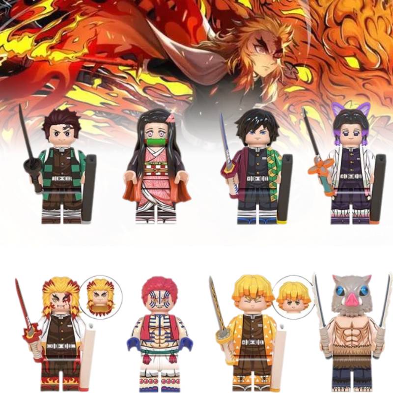 8pcs Slayer Demon Anime Character Building Blocks Assembly Toy Set Gift Children