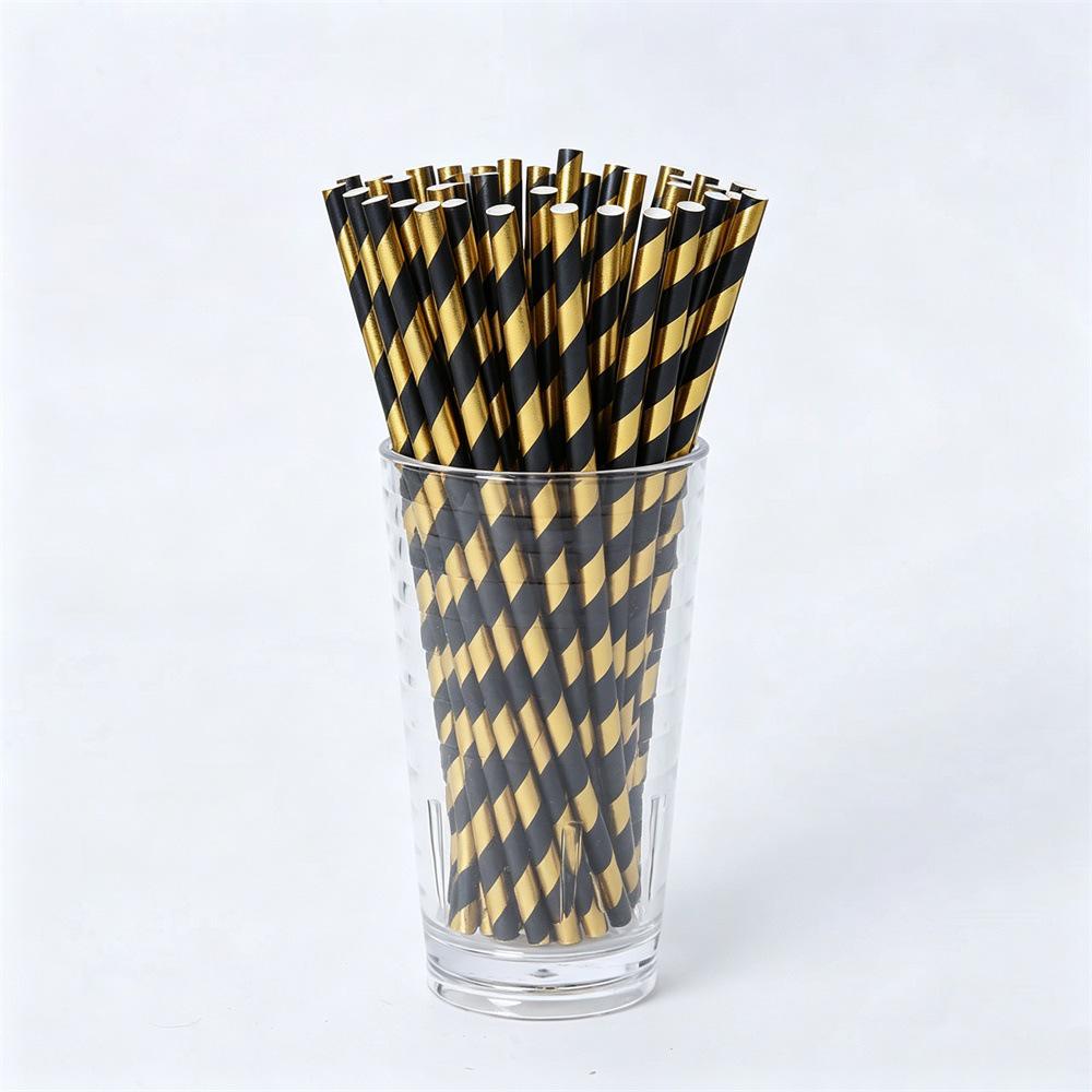 Biodegradable Colorful Striped Paper Straws - Eco-Friendly Disposable Kraft Straws