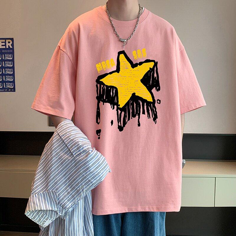 Pure Cotton Loosefitting Shortsleeved Tshirt for Unisex New Summer Style Roundneck Boys Halfsleeve American Casual Tshirt