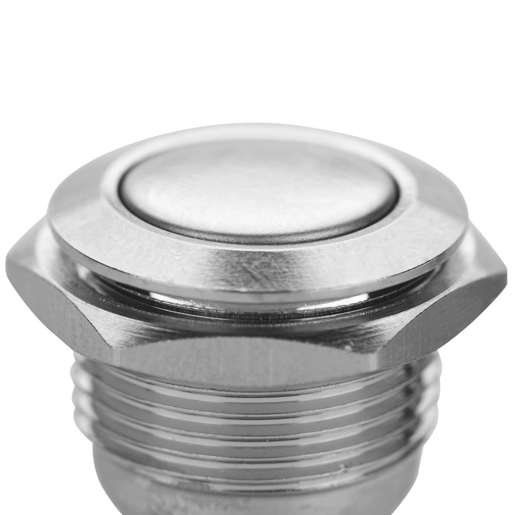 Conjunto de 5 Peças 16mm 250V Metal À Prova D'água 2 Pinos Mini Interruptor de Botão de Pressão(Cabeça chata)