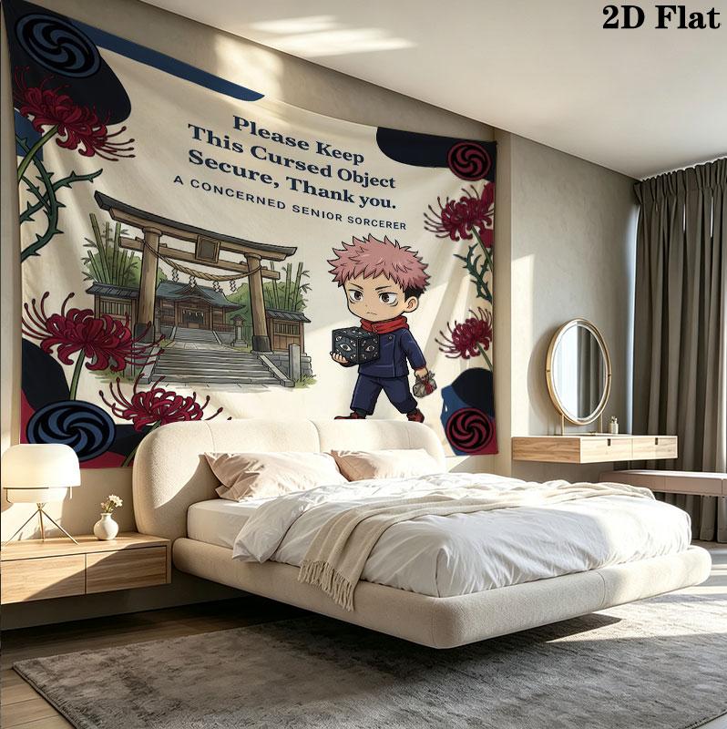 Jujutsu Kaisen Wall Tapestry Aesthetic Wall Hanging Printed Fabric Blanket Decorative Tapestries For Bedroom Living Room Home Decor
