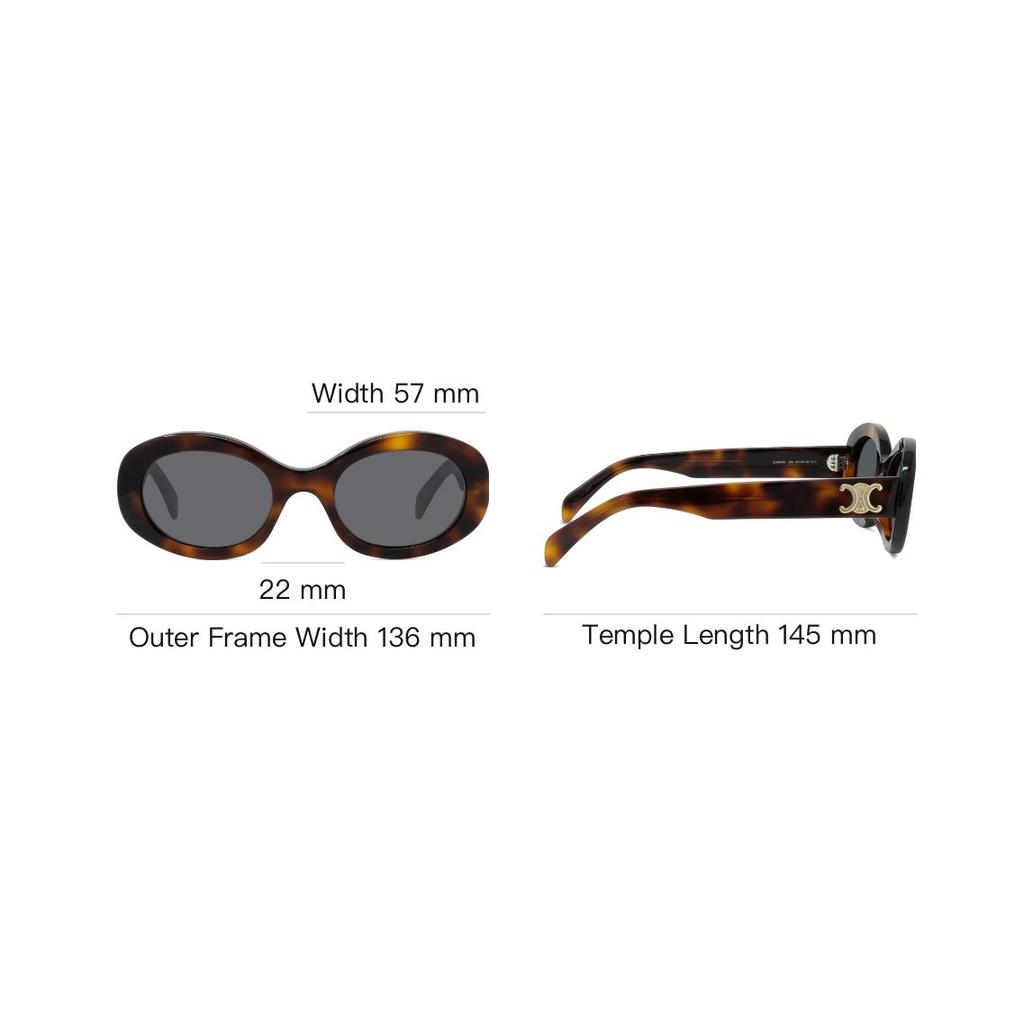 Celine Oval Sunglasses Blonde Havana/Smoke Women Eyewear Brown CL40194U-53A